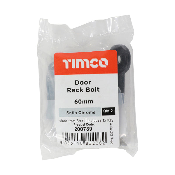 TIMCO Door Rack Bolts Satin Chrome - 60mm (2pcs)