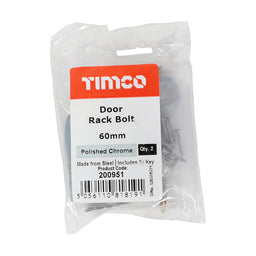 TIMCO Door Rack Bolts Polished Chrome - 60mm (2pcs)