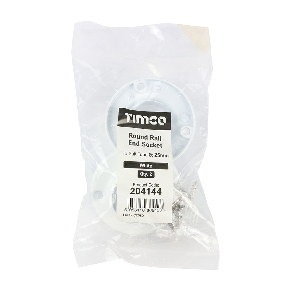 TIMCO End Socket For Round Tube White - 25mm (2pcs) – JALFT