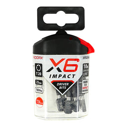 TIMCO X6 Impact TX Drive Driver Bit - TX20 x 25 (10pcs)