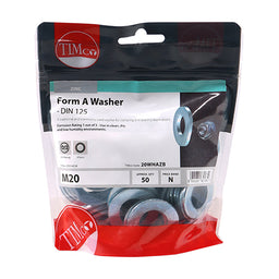 TIMCO Form A Washers DIN125-A Silver - M20 (50pcs)