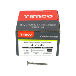 TIMCO Self-Drilling Cement Board Countersunk Exterior Silver Screws - 4.2 x 42 (200pcs)