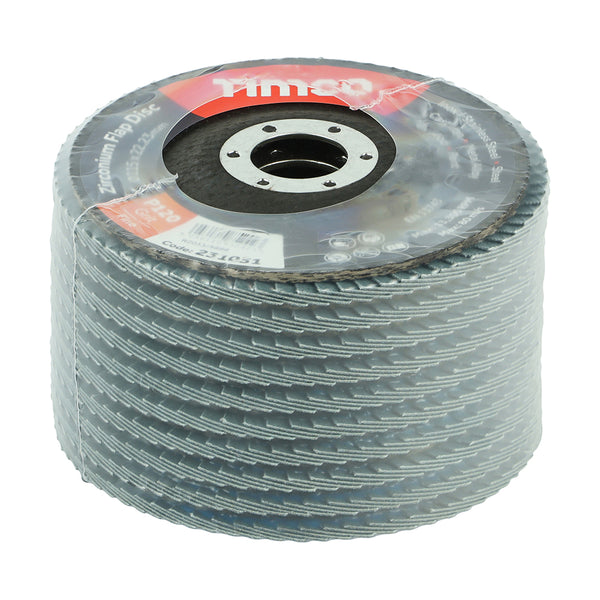 TIMCO Set of Flap Discs Zirconium Type 29 Conical P120 Grit - 115 x 22.23 (10pcs)