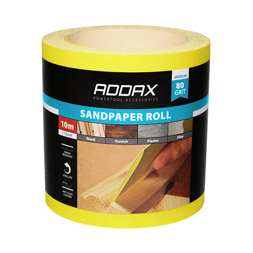 TIMCO Sandpaper Roll 80 Grit Yellow - 115mm x 10m