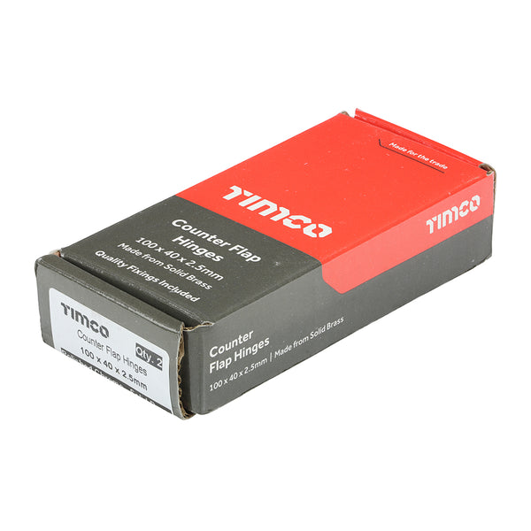 TIMCO Counter Flap Brass Hinges Polished Chrome - 100 x 40 (2pcs)