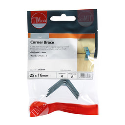 TIMCO Corner Braces Silver - 25 x 25 x 16 (4pcs)