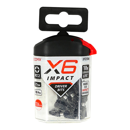 TIMCO X6 Impact Pozi Driver Bit - No.2 x 25 (10pcs)