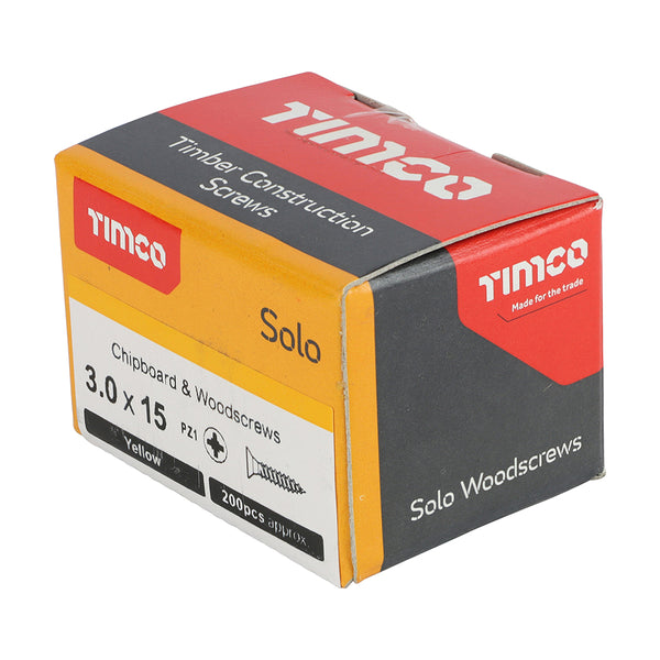 TIMCO Solo Countersunk Gold Woodscrews - 3.0 x 15 (200pcs)