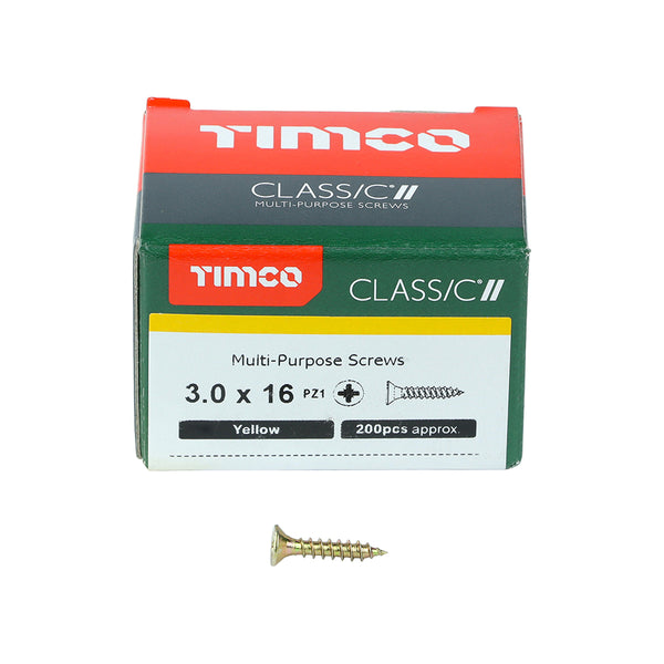 TIMCO Classic Multi-Purpose Countersunk Gold Woodscrews - 3.0 x 16 (200pcs)