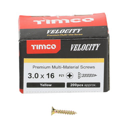 TIMCO Velocity Premium Multi-Use Countersunk Gold Woodscrews - 3.0 x 16 (200pcs)