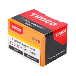 TIMCO Solo Countersunk Gold Woodscrews - 3.0 x 17 (200pcs)