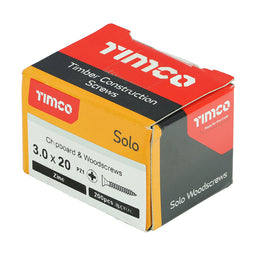 TIMCO Solo Countersunk Silver Woodscrews - 3.0 x 20 (200pcs)