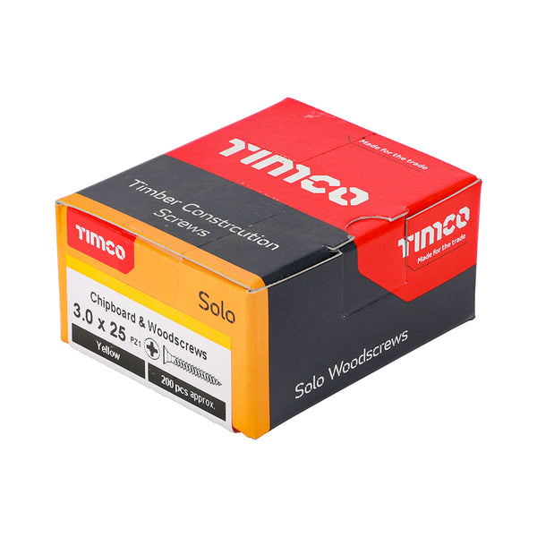 TIMCO Solo Countersunk Gold Woodscrews - 3.0 x 25 (200pcs)