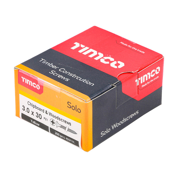 TIMCO Solo Countersunk Gold Woodscrews - 3.0 x 30 (200pcs)