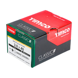 TIMCO Classic Multi-Purpose Countersunk Gold Woodscrews - 3.0 x 40 (200pcs)