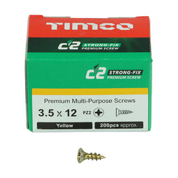 TIMCO C2 Strong-Fix Multi-Purpose Premium Countersunk Gold Woodscrews - 3.5 x 12 (200pcs)