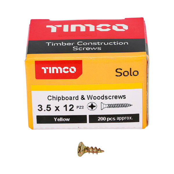 TIMCO Solo Countersunk Gold Woodscrews - 3.5 x 12 (200pcs)