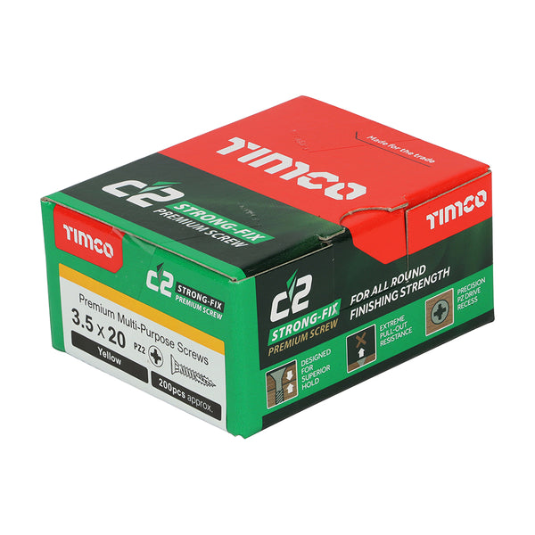 TIMCO C2 Strong-Fix Multi-Purpose Premium Countersunk Gold Woodscrews - 3.5 x 20 (200pcs)