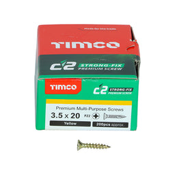 TIMCO C2 Strong-Fix Multi-Purpose Premium Countersunk Gold Woodscrews - 3.5 x 20 (200pcs)