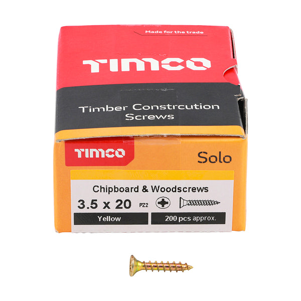 TIMCO Solo Countersunk Gold Woodscrews - 3.5 x 20 (200pcs)