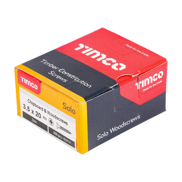 TIMCO Solo Countersunk Silver Woodscrews - 3.5 x 20 (200pcs)