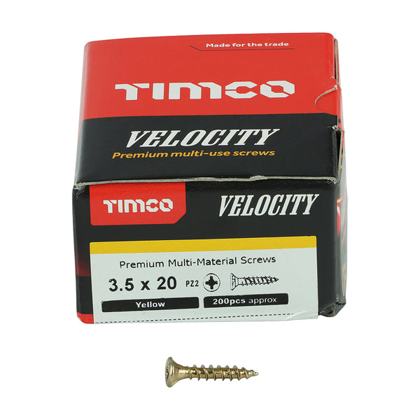 TIMCO Velocity Premium Multi-Use Countersunk Gold Woodscrews - 3.5 x 20 (200pcs)