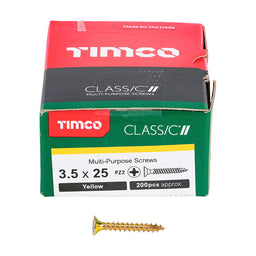 TIMCO Classic Multi-Purpose Countersunk Gold Woodscrews - 3.5 x 25 (200pcs)