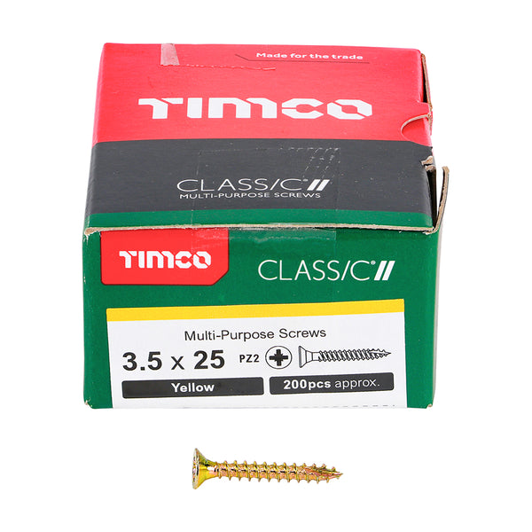 TIMCO Classic Multi-Purpose Countersunk Gold Woodscrews - 3.5 x 25 (200pcs)