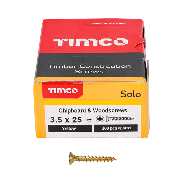 TIMCO Solo Countersunk Gold Woodscrews - 3.5 x 25 (200pcs)