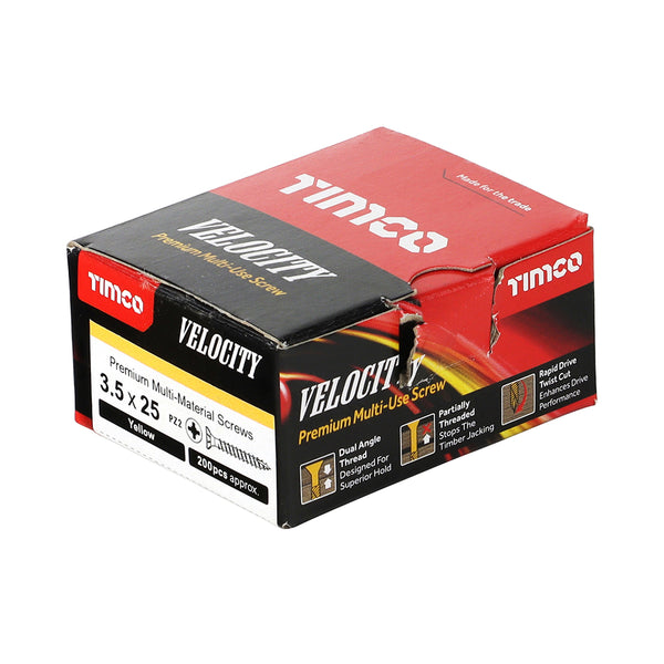 TIMCO Velocity Premium Multi-Use Countersunk Gold Woodscrews - 3.5 x 25 (200pcs)