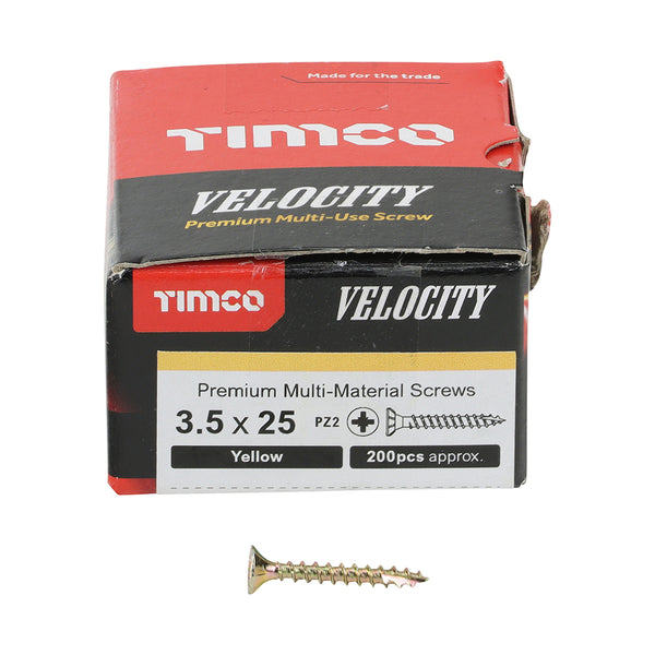 TIMCO Velocity Premium Multi-Use Countersunk Gold Woodscrews - 3.5 x 25 (200pcs)