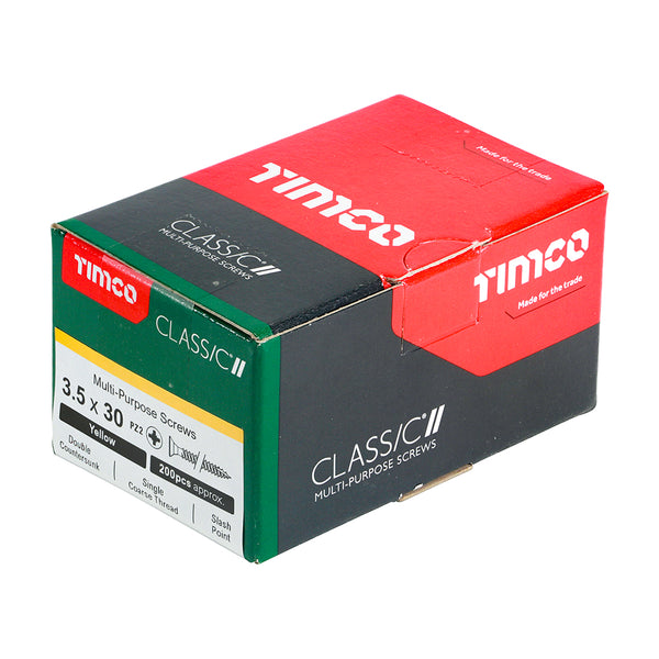 TIMCO Classic Multi-Purpose Countersunk Gold Woodscrews - 3.5 x 30 (200pcs)