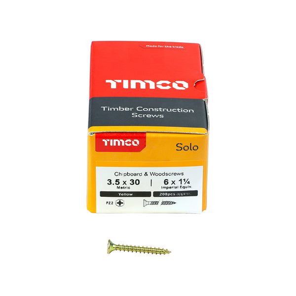 TIMCO Solo Countersunk Gold Woodscrews - 3.5 x 30 (200pcs)