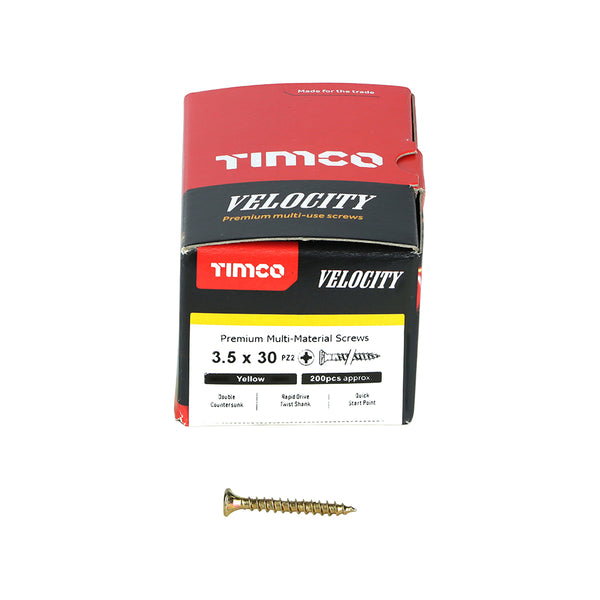 TIMCO Velocity Premium Multi-Use Countersunk Gold Woodscrews - 3.5 x 30 (200pcs)