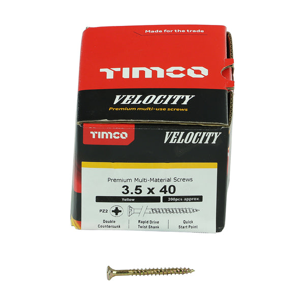 TIMCO Velocity Premium Multi-Use Countersunk Gold Woodscrews - 3.5 x 40 (200pcs)