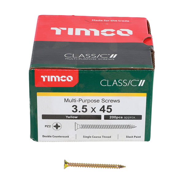 TIMCO Classic Multi-Purpose Countersunk Gold Woodscrews - 3.5 x 45 (200pcs)