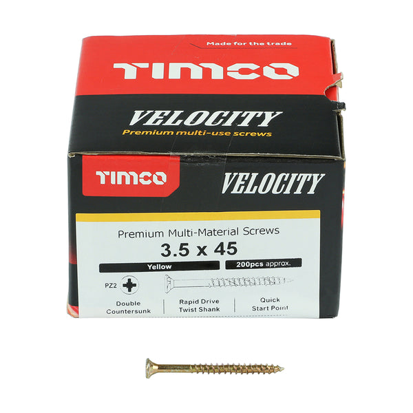 TIMCO Velocity Premium Multi-Use Countersunk Gold Woodscrews - 3.5 x 45 (200pcs)