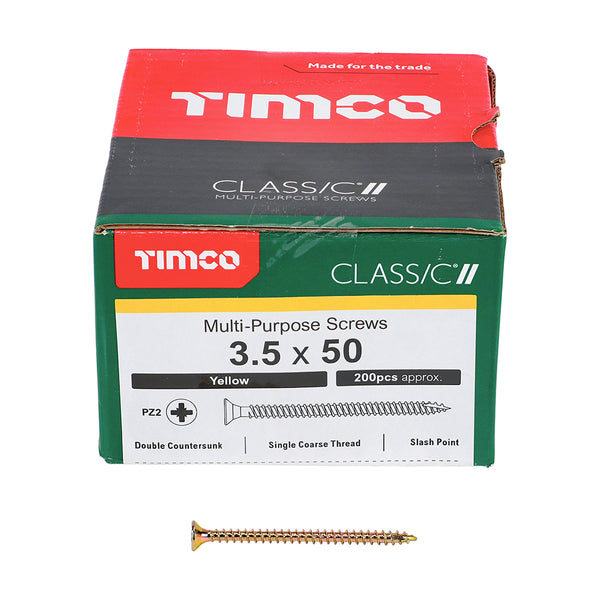 TIMCO Classic Multi-Purpose Countersunk Gold Woodscrews - 3.5 x 50 (200pcs)