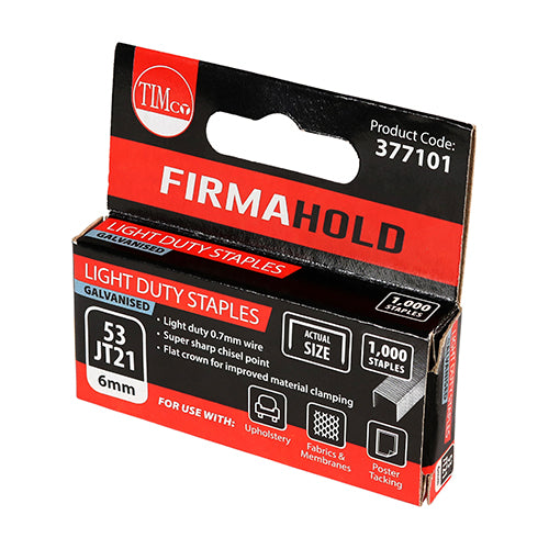 TIMCO Light Duty Chisel Point Galvanised Staples  - 6mm (1000pcs)