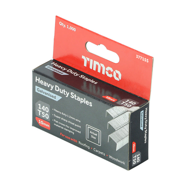 TIMCO Heavy Duty Chisel Point Galvanised Staples  - 10mm (5000pcs)