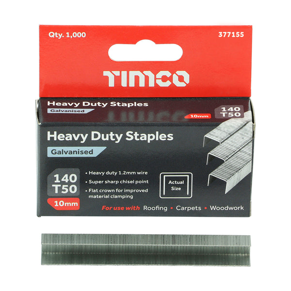 TIMCO Heavy Duty Chisel Point Galvanised Staples  - 10mm (5000pcs)