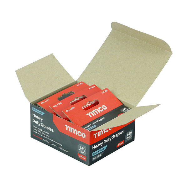 TIMCO Heavy Duty Chisel Point Galvanised Staples  - 10mm (5000pcs)