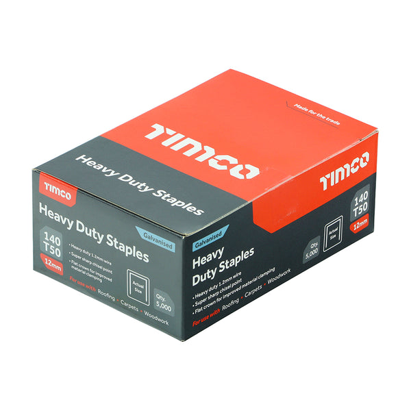 TIMCO Heavy Duty Chisel Point Galvanised Staples  - 12mm (5000pcs)