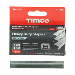 TIMCO Heavy Duty Chisel Point Galvanised Staples  - 8mm (1000pcs)