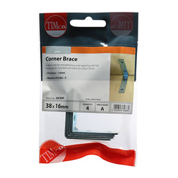 TIMCO Corner Braces Silver - 38 x 38 x 16 (4pcs)