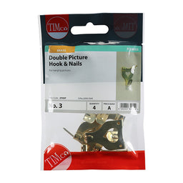 TIMCO Picture Hanging Hooks Double Electro Brass - No.3 Double (4pcs)