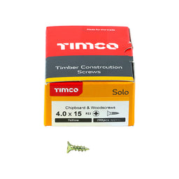 TIMCO Solo Countersunk Gold Woodscrews - 4.0 x 15 (200pcs)