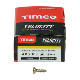 TIMCO Velocity Premium Multi-Use Countersunk Gold Woodscrews - 4.0 x 16 (200pcs)