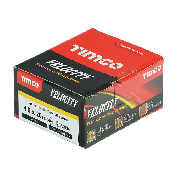 TIMCO Velocity Premium Multi-Use Countersunk Gold Woodscrews - 4.0 x 20 (200pcs)