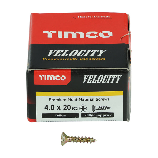 TIMCO Velocity Premium Multi-Use Countersunk Gold Woodscrews - 4.0 x 20 (200pcs)